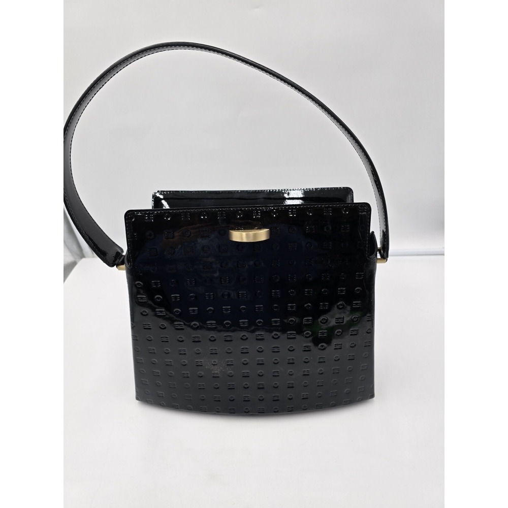 Arcadia Black‎ Patent Leather Italian Handbag Shoulder Purse Strap